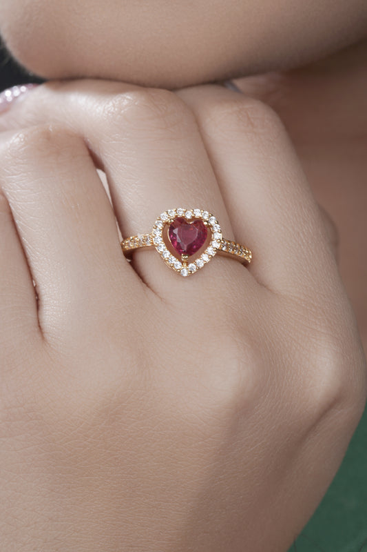 Garnet Glow Heart Ring