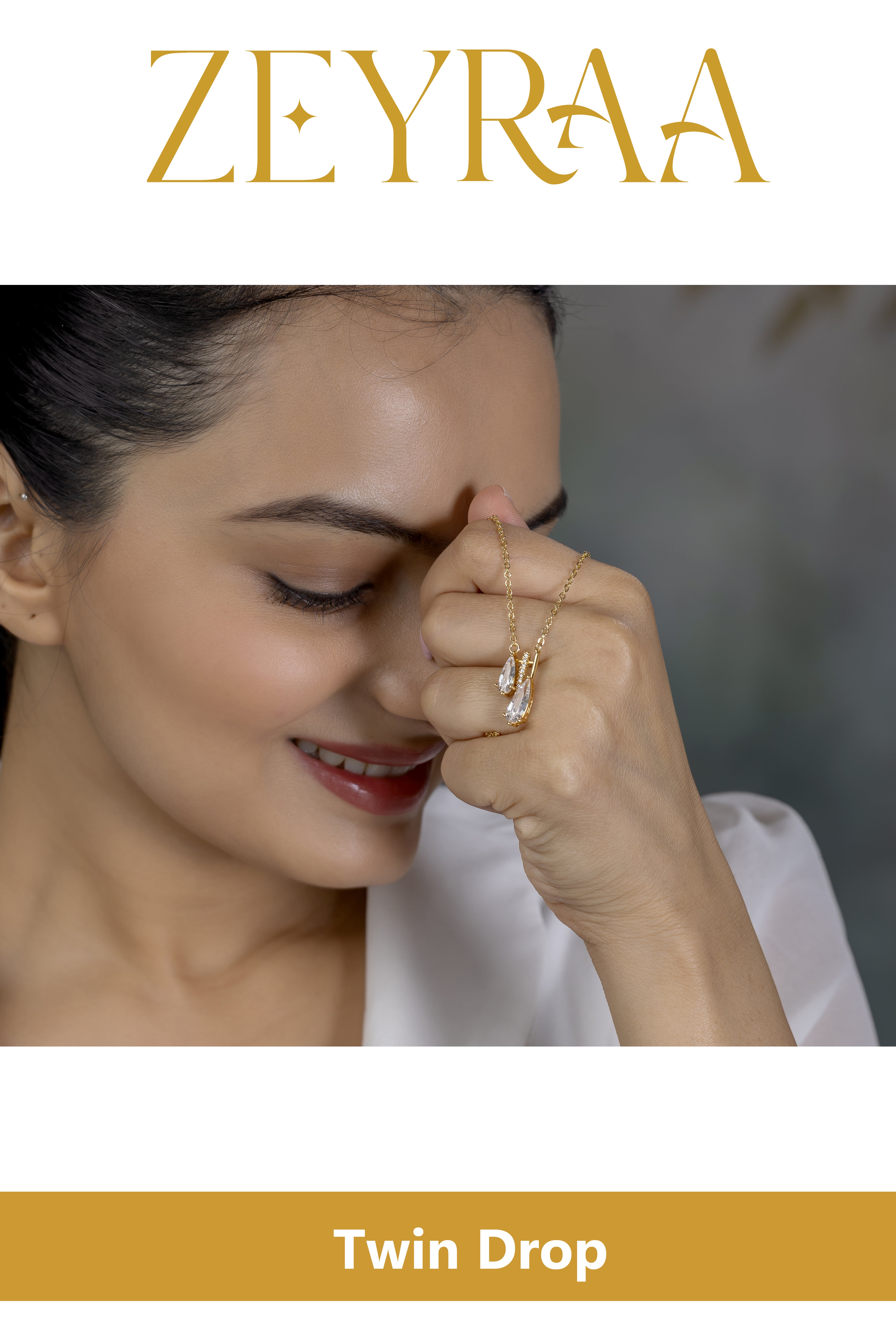 Twin Drop Chain Pendant Necklace