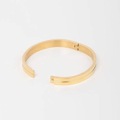 Three Dus Diamond Gold Men's Kada Bracelet