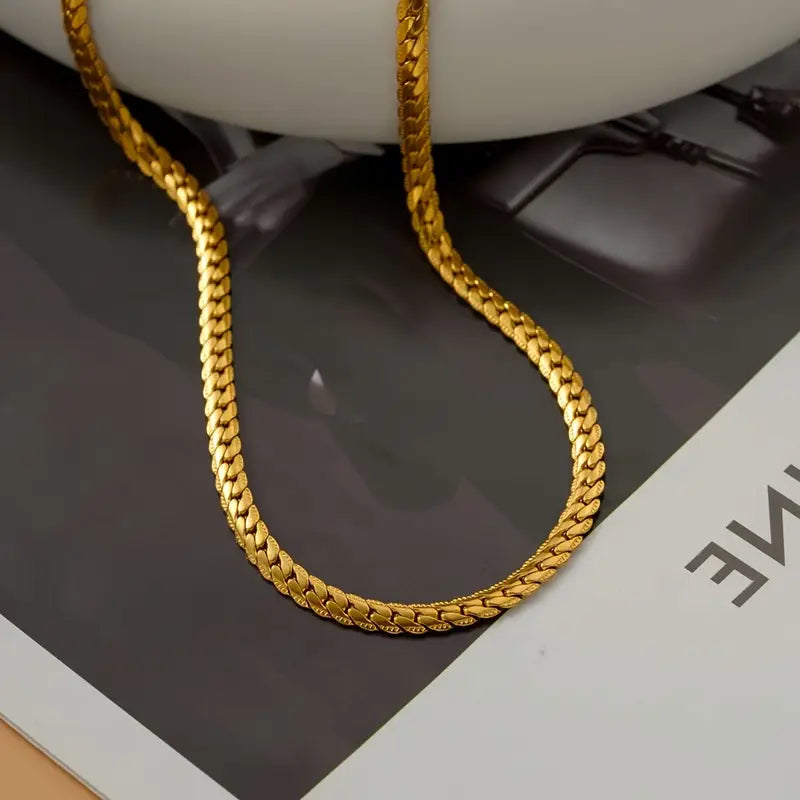Gold-Plated Titanium Steel Cuban Chain Necklace