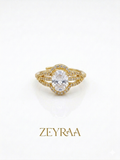 Ovel Emarld 18K Gold Plated Ring