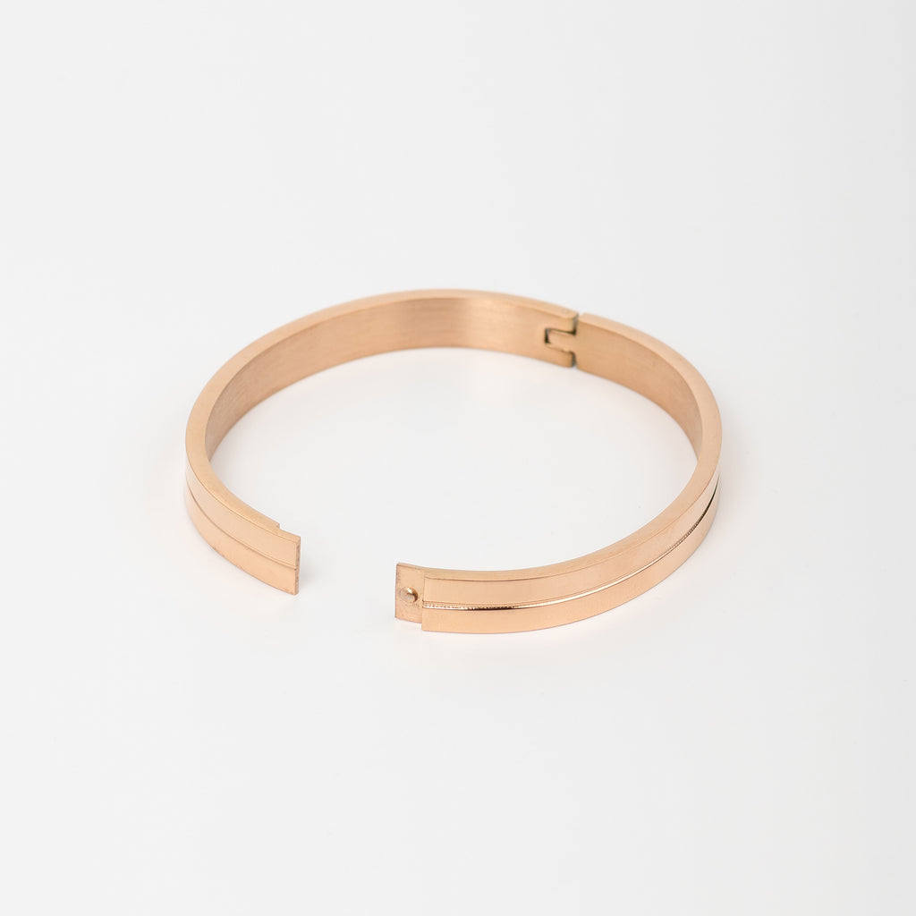 Three Dus Diamond Rose Gold Men's Kada Bracelet