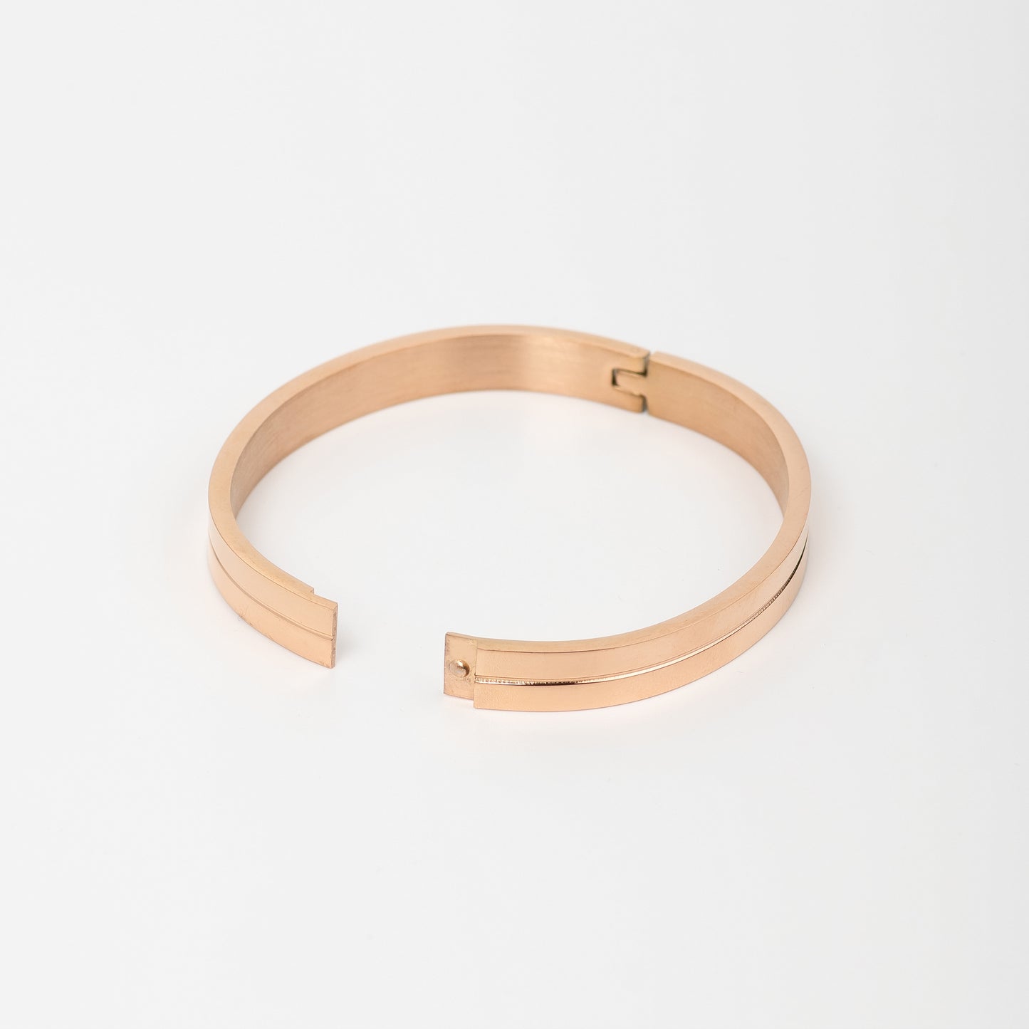 Three Dus Diamond Rose Gold Men's Kada Bracelet