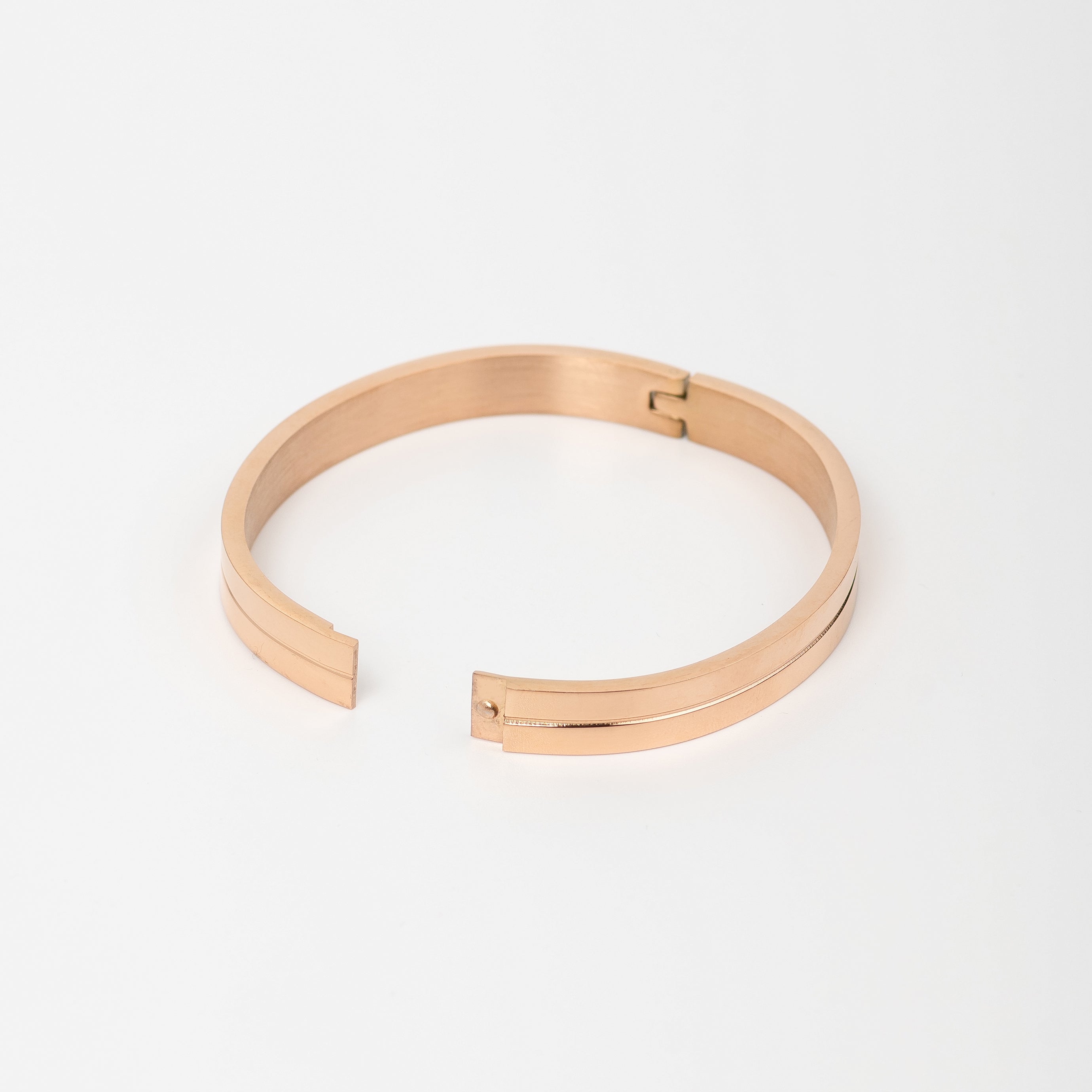 Three Dus Diamond Rose Gold Men's Kada Bracelet