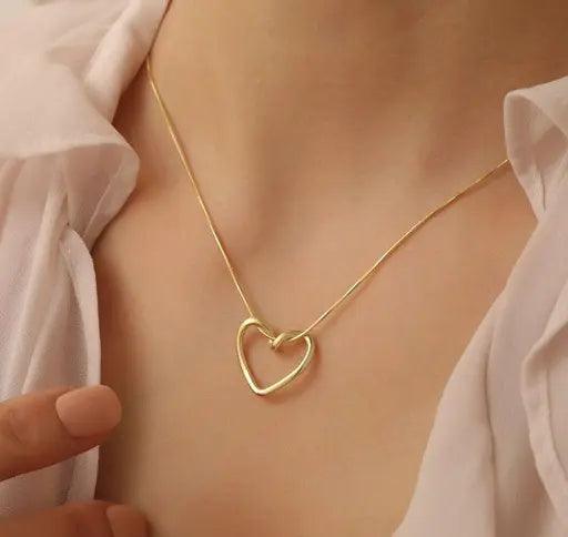 Hollow Heart Gold Plated Necklace