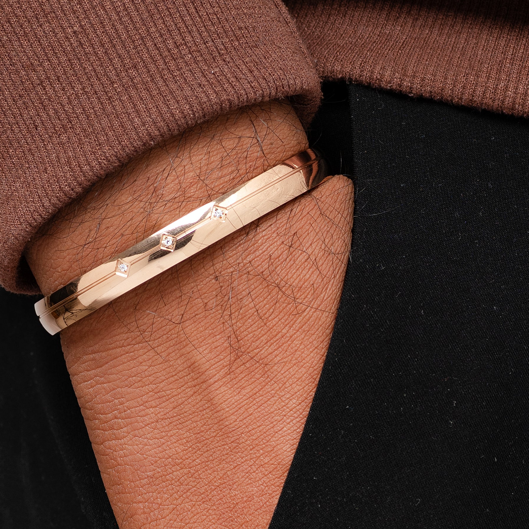 Zifro Rose Gold Men's Kada Bracelet