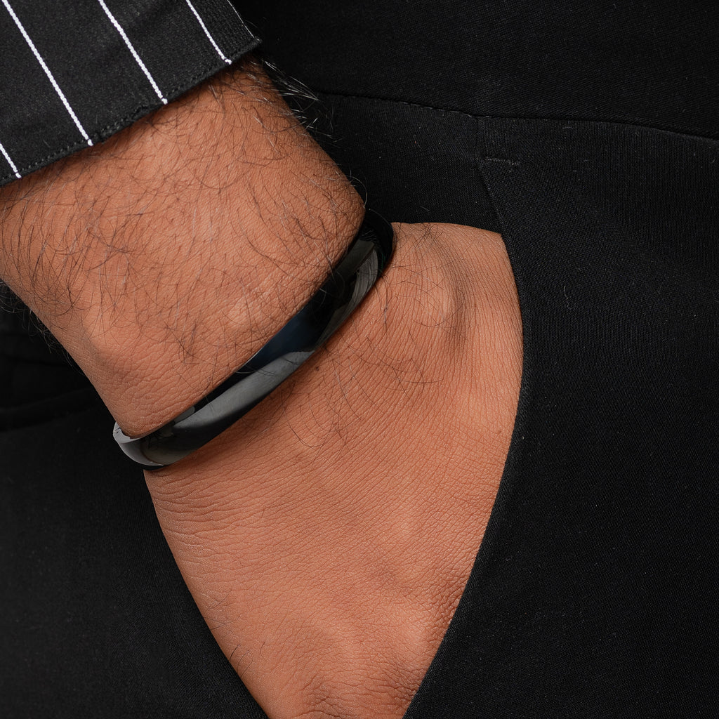 Glossy Finish Black Men's Kada Bracelet