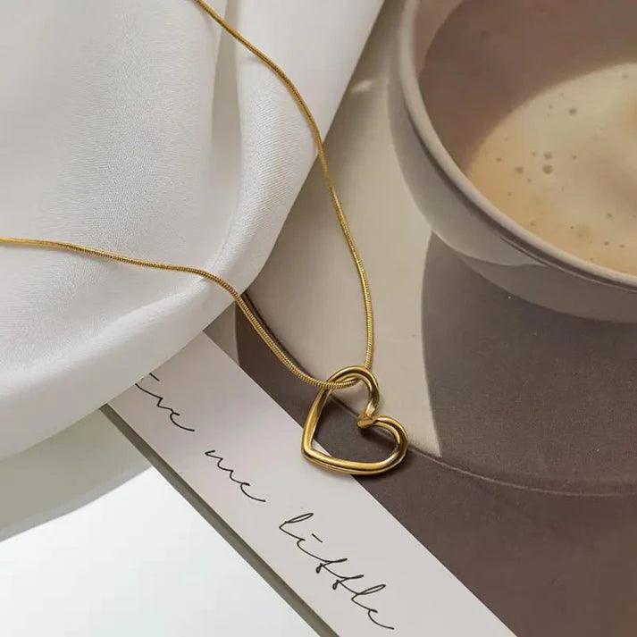 Hollow Heart Gold Plated Necklace