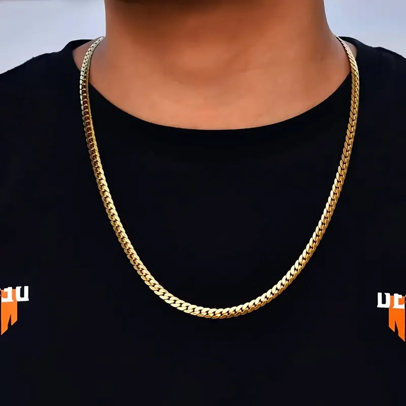 Gold-Plated Titanium Steel Cuban Chain Necklace