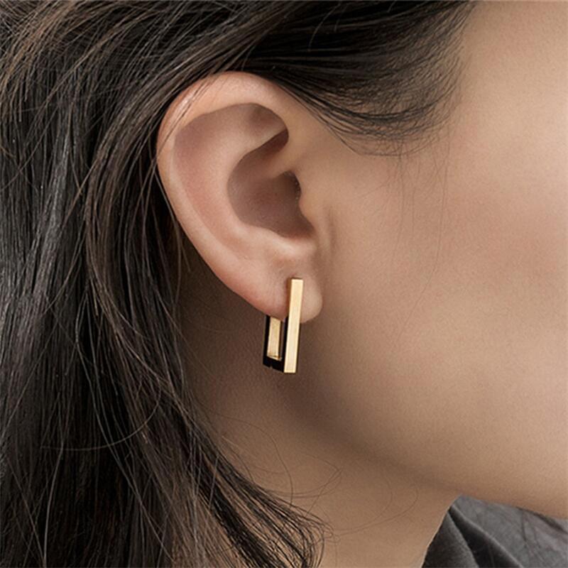Square 18K Gold Stainless Steel Hoop Earring For Women
