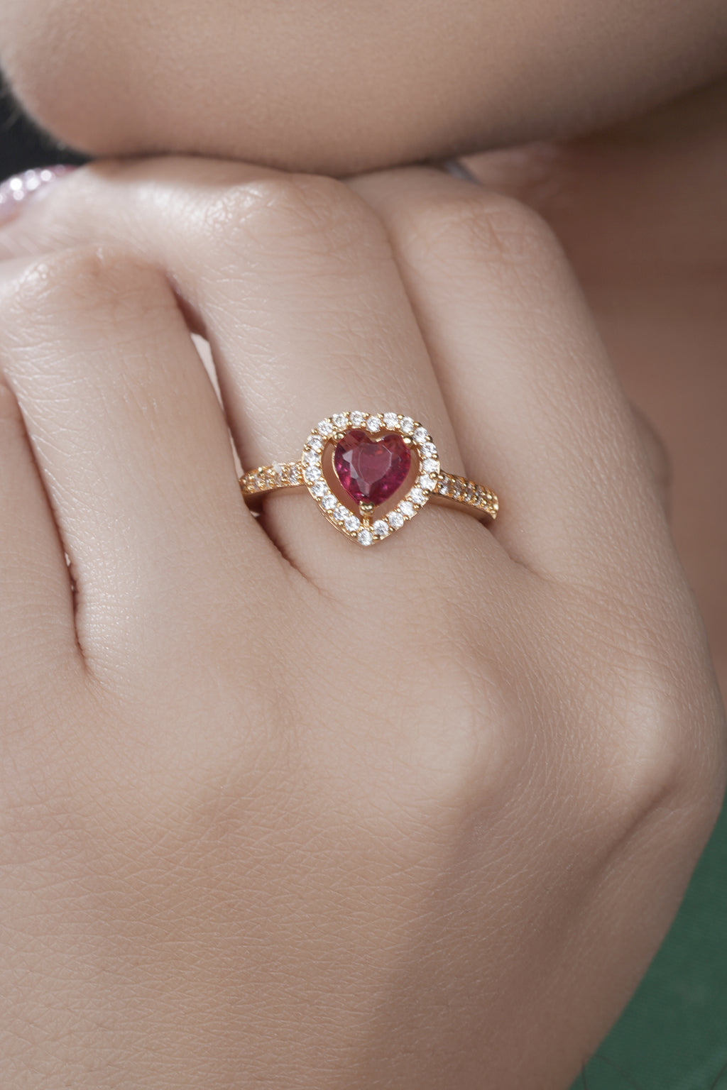 Garnet Glow Heart Ring