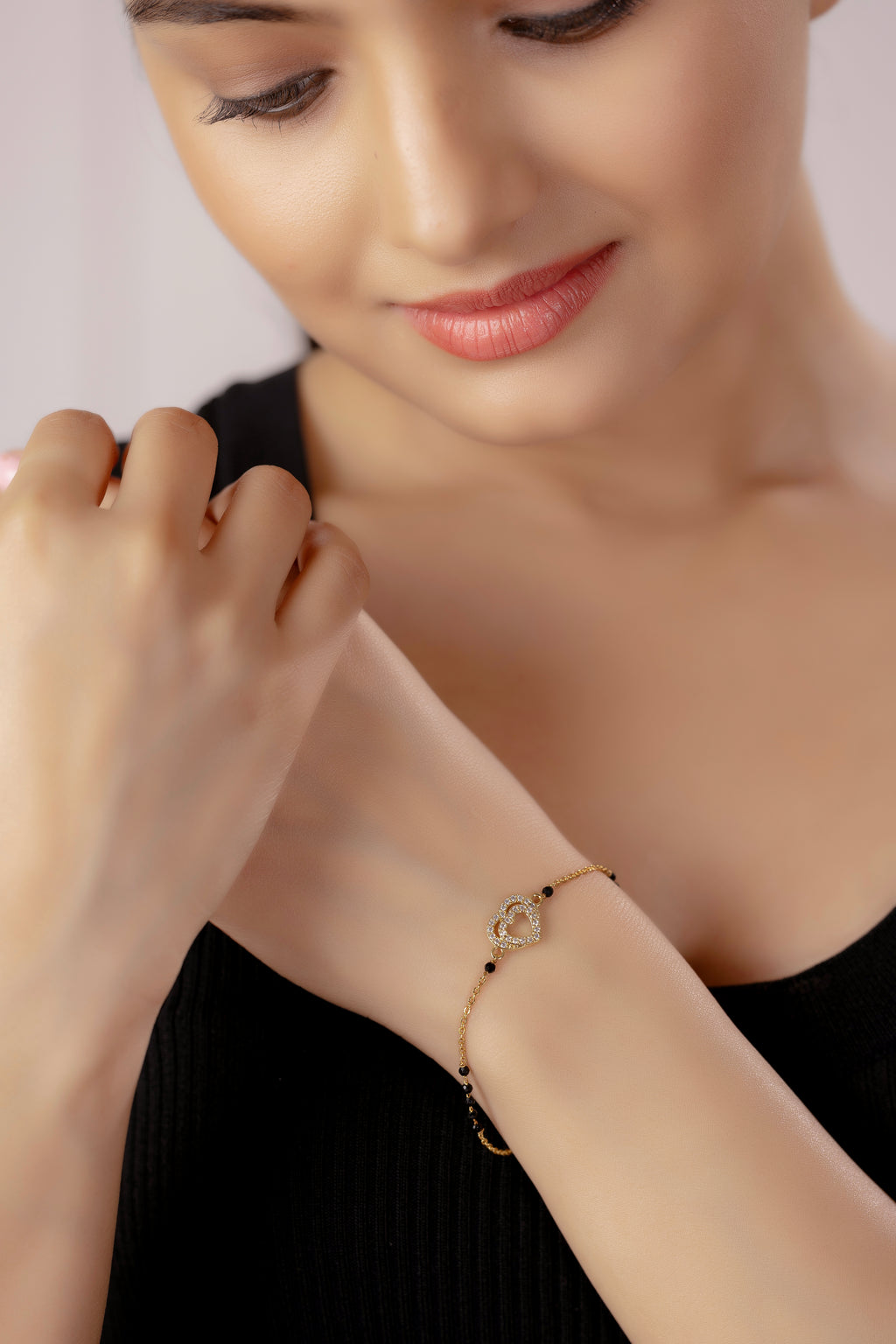 suhagan heart mangalsutra bracelet