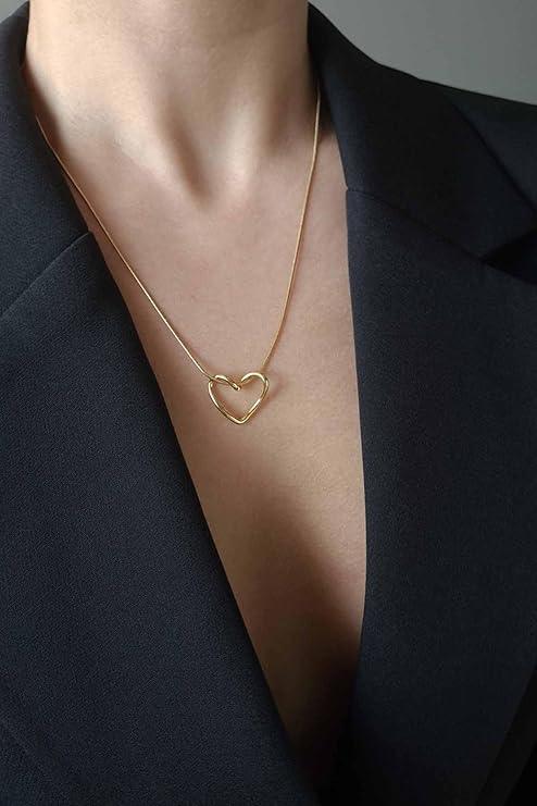 Hollow Heart Gold Plated Necklace
