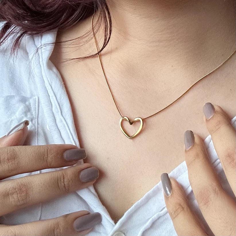 Hollow Heart Gold Plated Necklace