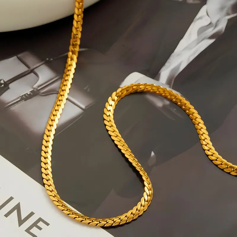 Gold-Plated Titanium Steel Cuban Chain Necklace