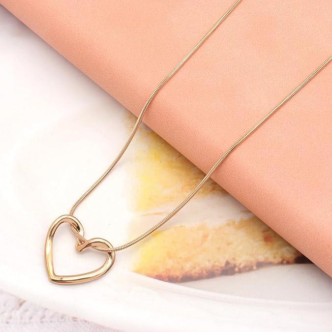 Hollow Heart Gold Plated Necklace