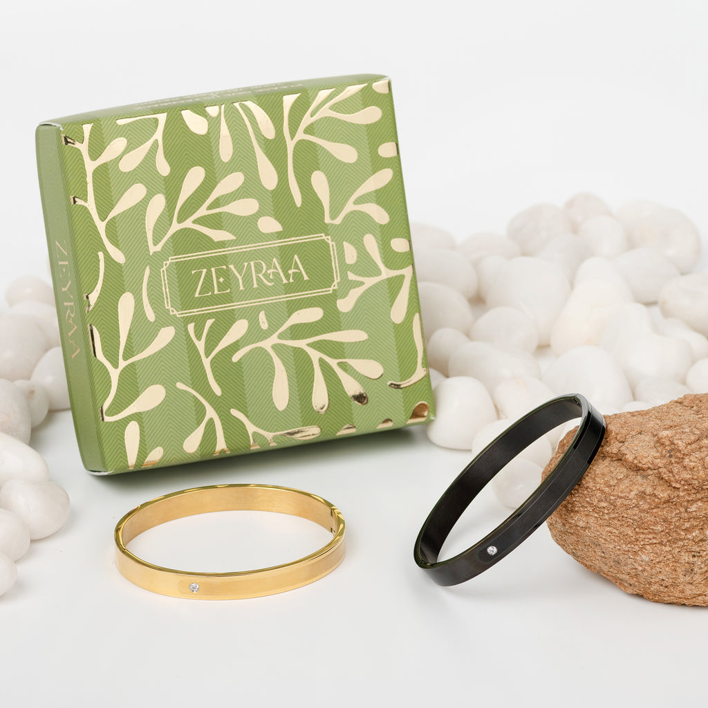 Solitaire Black Men's Kada Bracelet