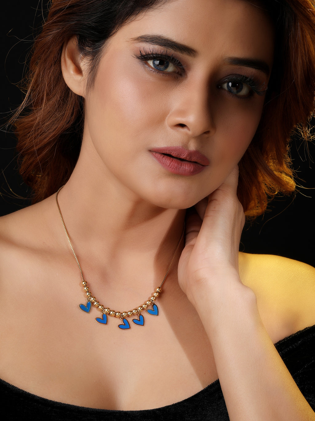 Blue Heart Gold Pated Necklace