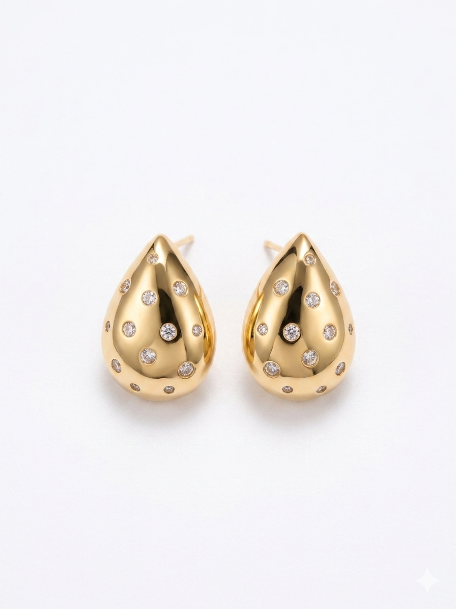 Diamond Teardrop Hoops Earrings