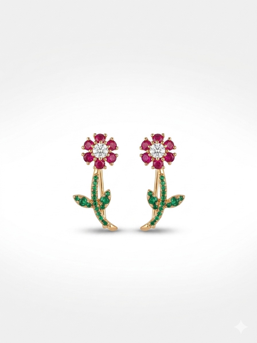 Pink Rose Earring