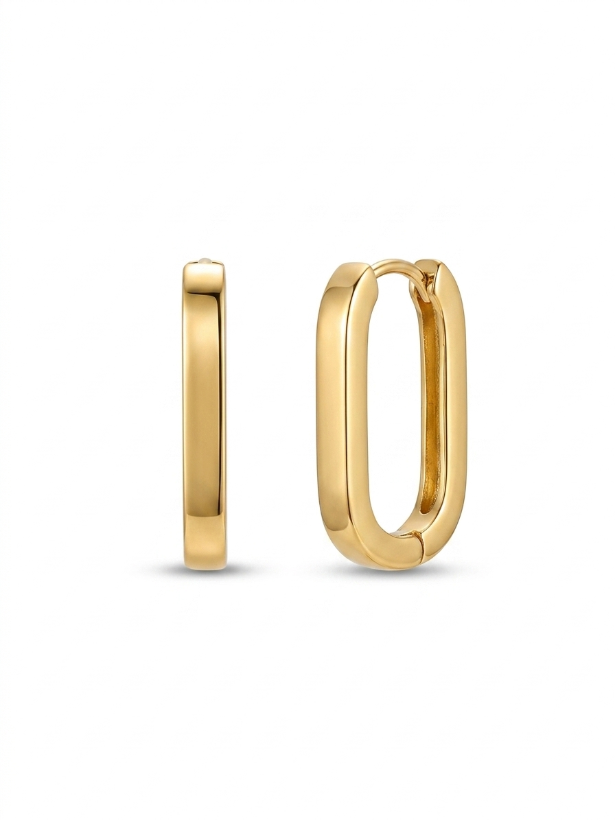 Roundup Square 18K Gold Stainless Steel Hoop Earring For Women