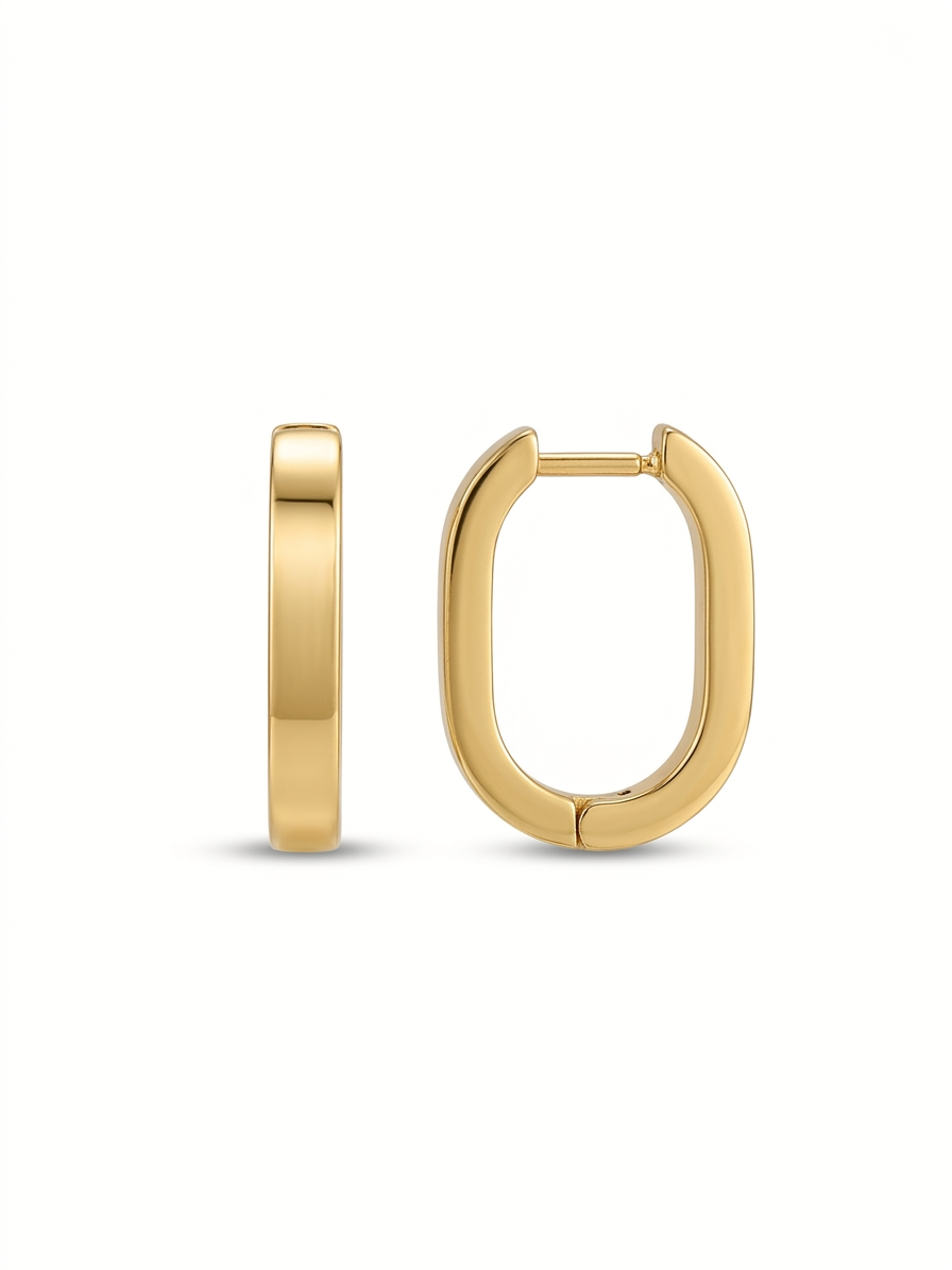 Roundup Square 18K Gold Stainless Steel Hoop Earring For Women