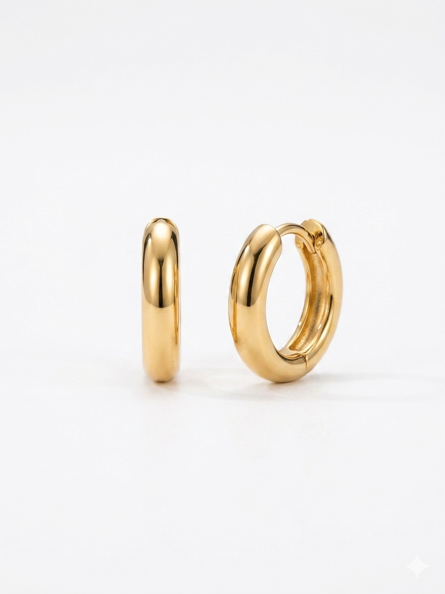Solid 18K Gold Stainless Steel Hoop Earring For Women