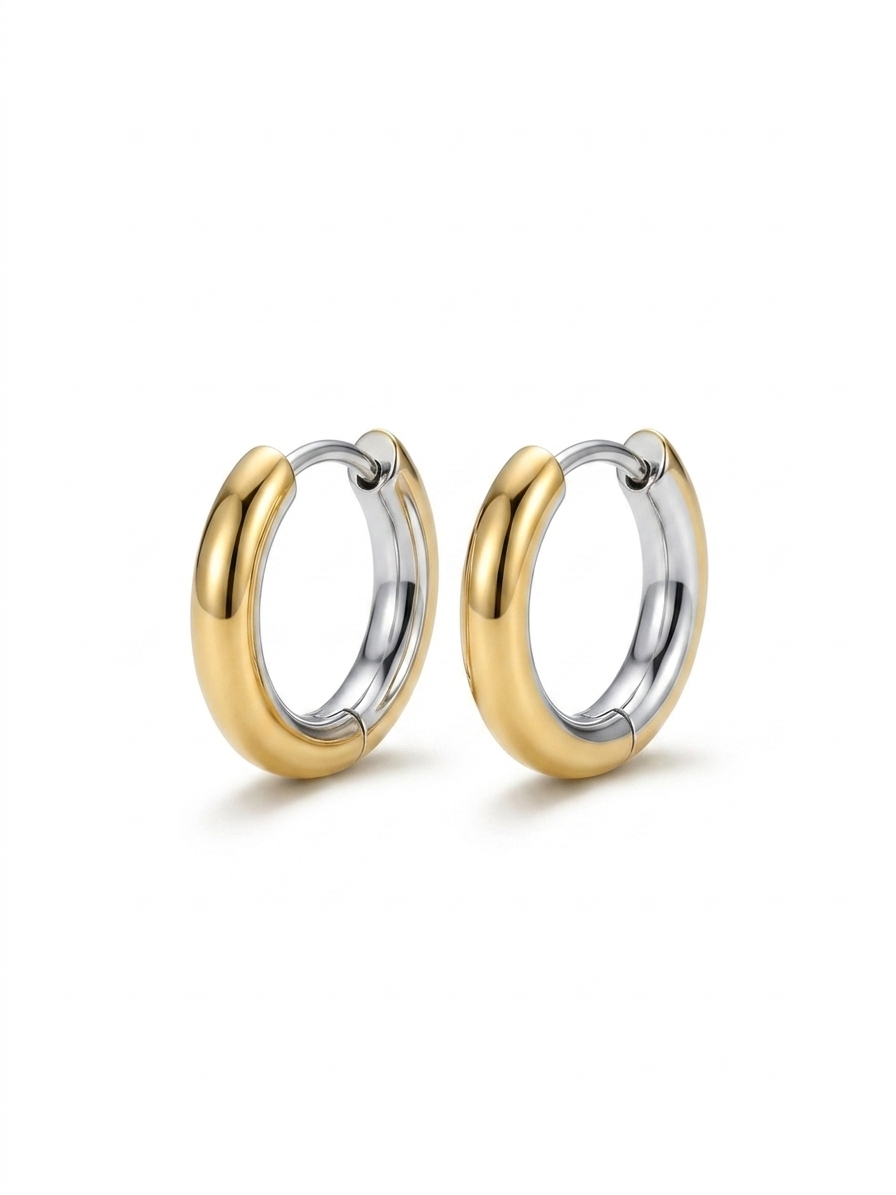 Sleek Two-Tone hoop earring