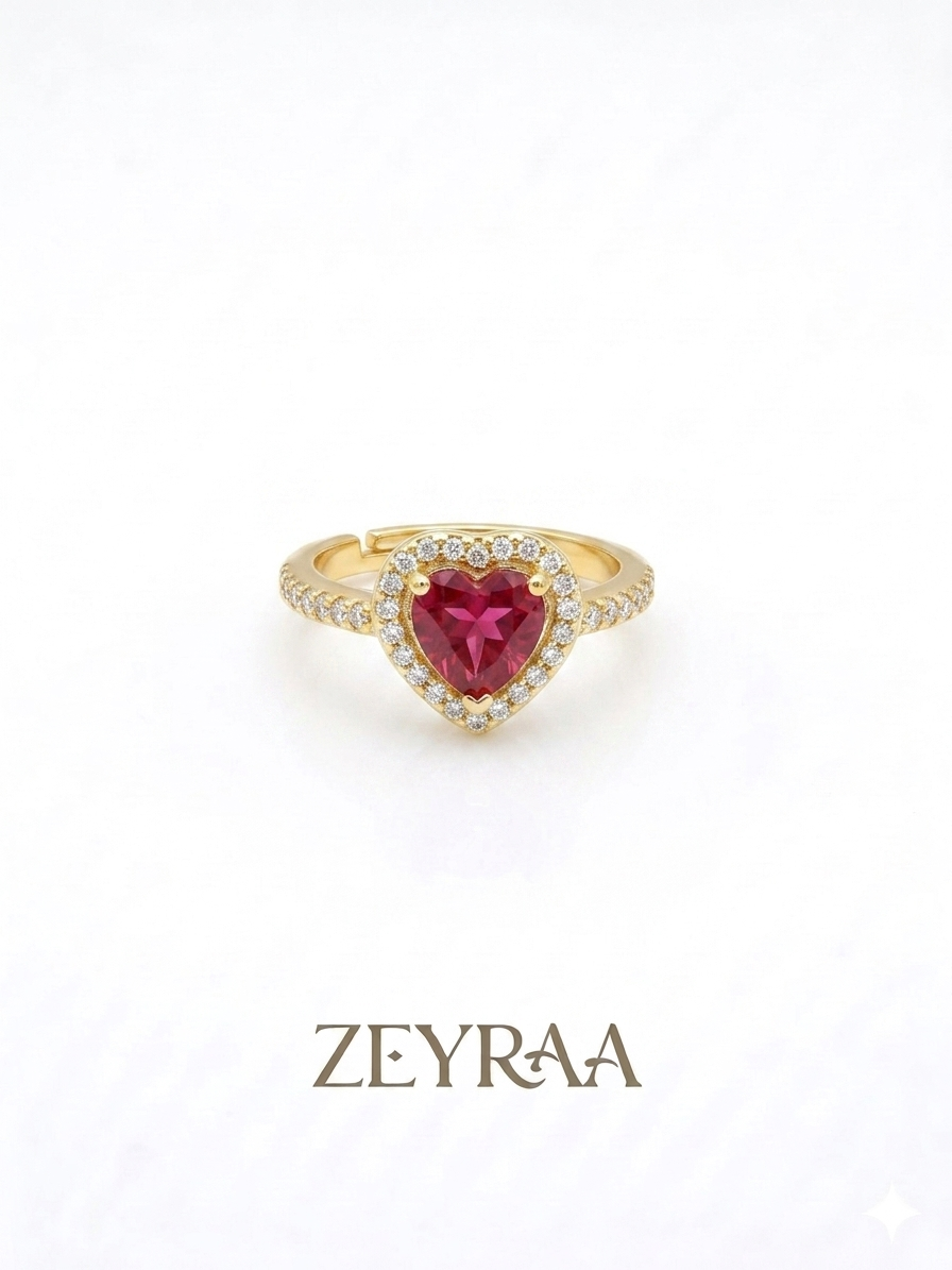 Garnet Glow Heart Ring