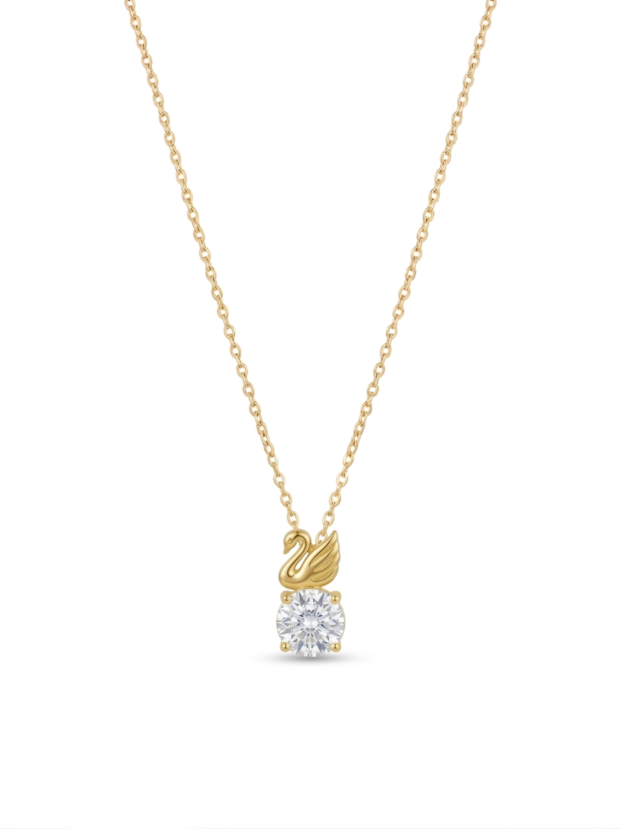 Duck Solitaire Gold Plated Necklace