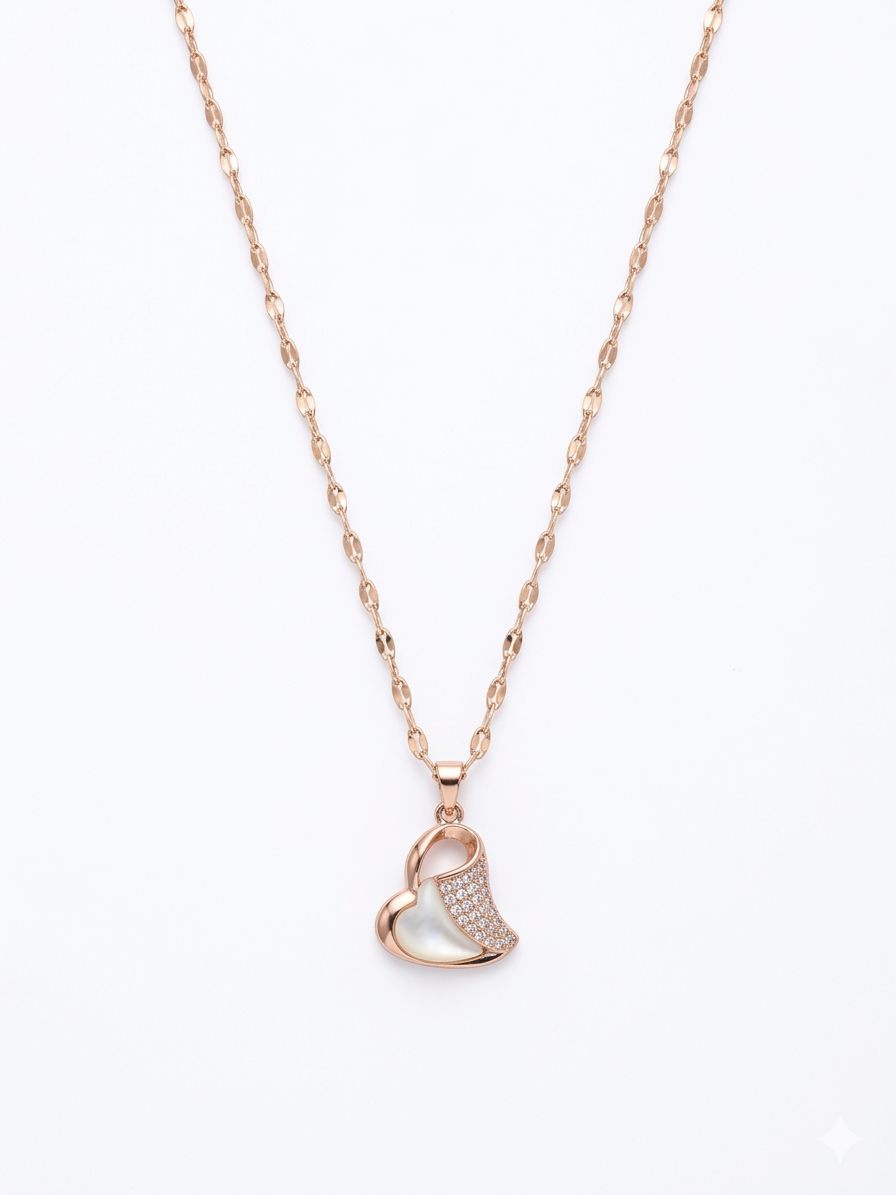 Peach Heart Rose Gold Plated Necklace
