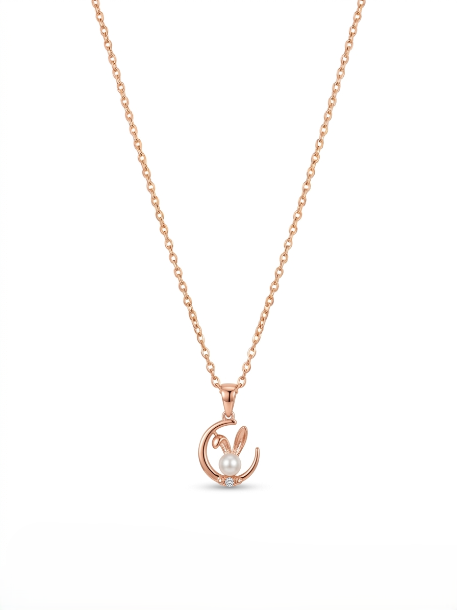 Moon Rabbit Rose Gold Plated Necklace