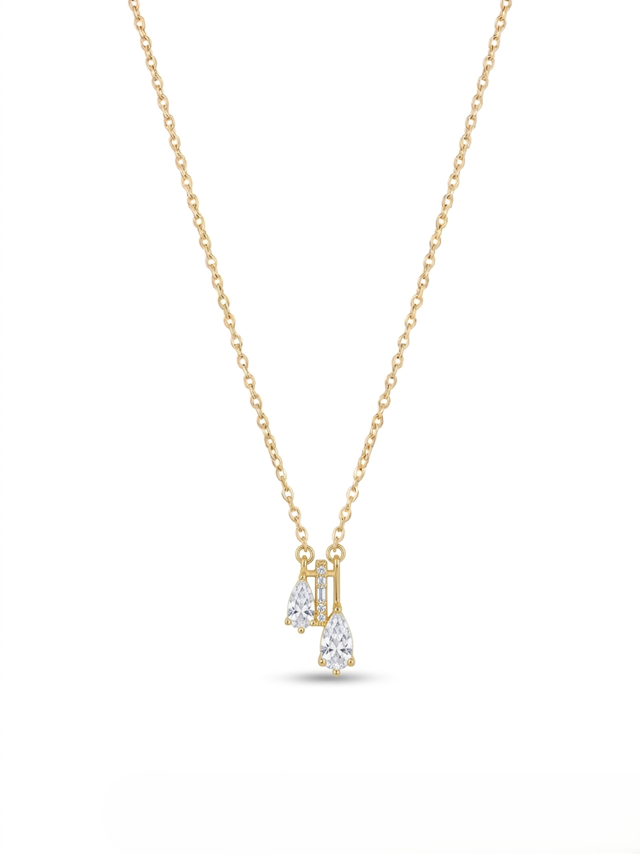 Twin Drop Chain Pendant Necklace