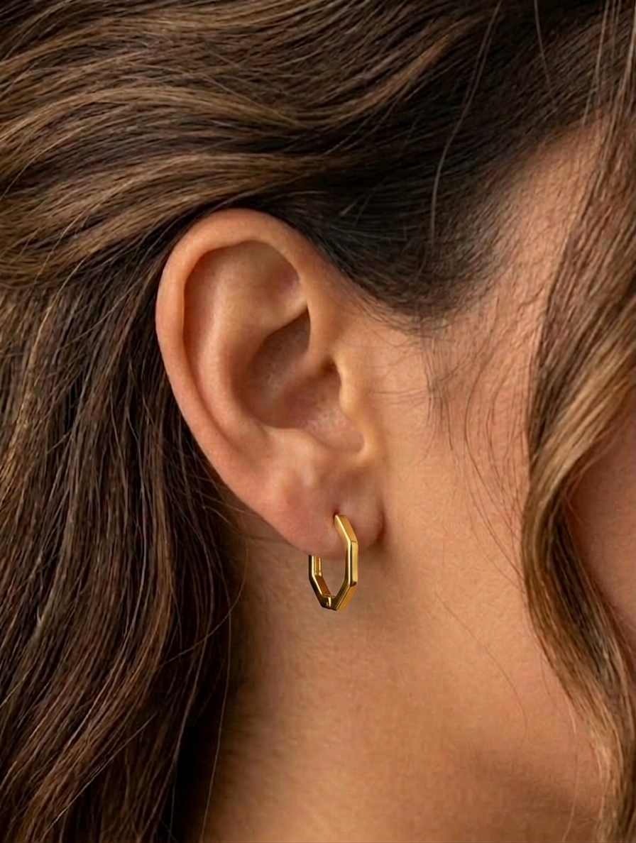 Hexa Glow 18k Gold pleted Hoops