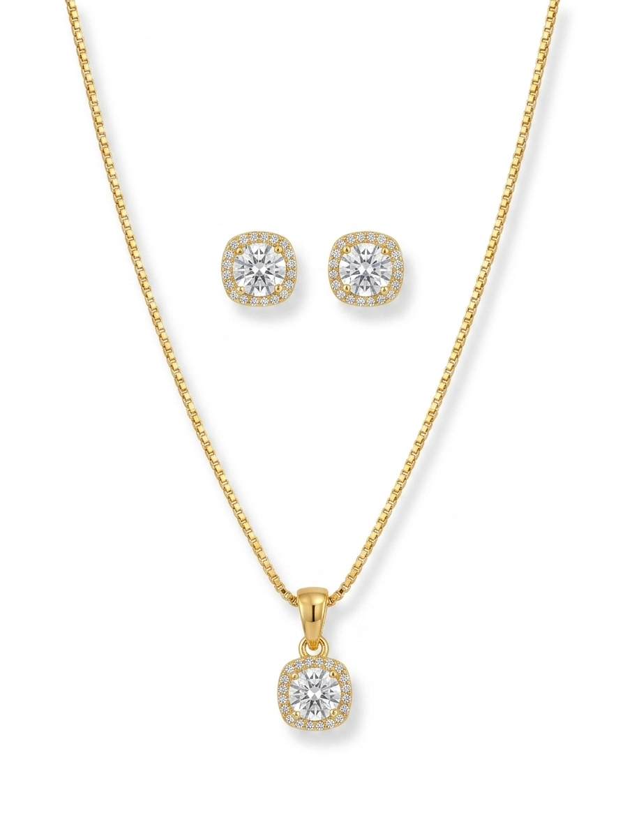 Radiant Square necklace with earring