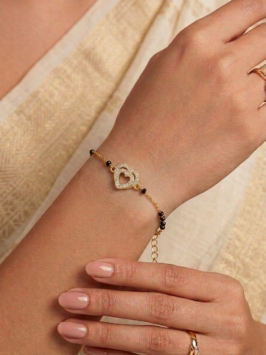 suhagan heart mangalsutra bracelet
