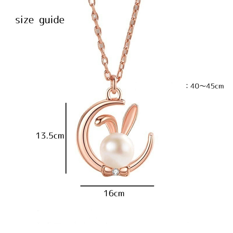 Moon Rabbit Rose Gold Plated Necklace