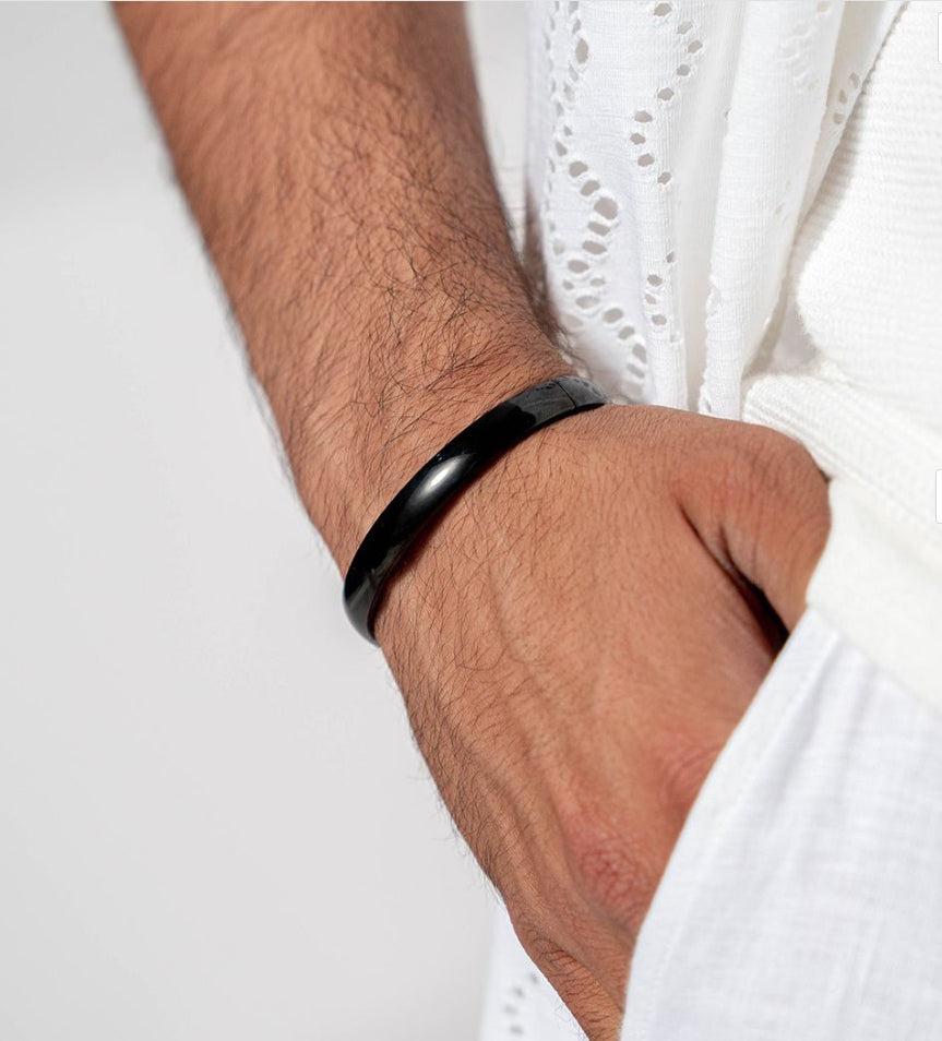 Glossy Finish Black Men's Kada Bracelet