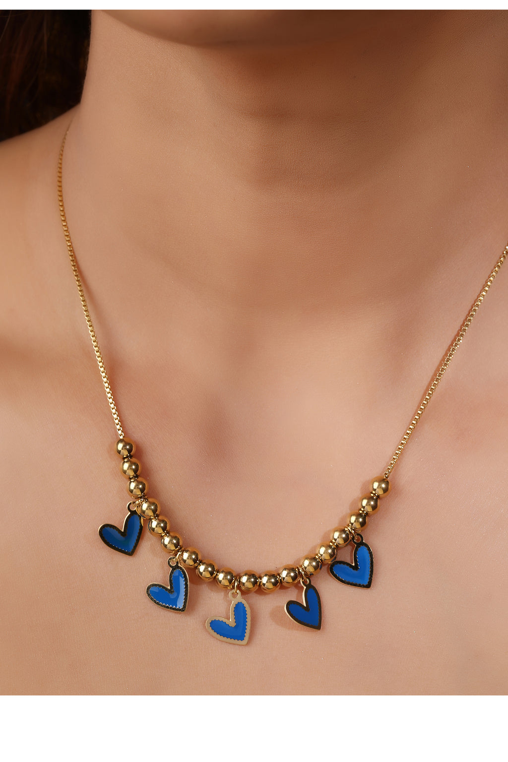 Blue Heart Gold Pated Necklace