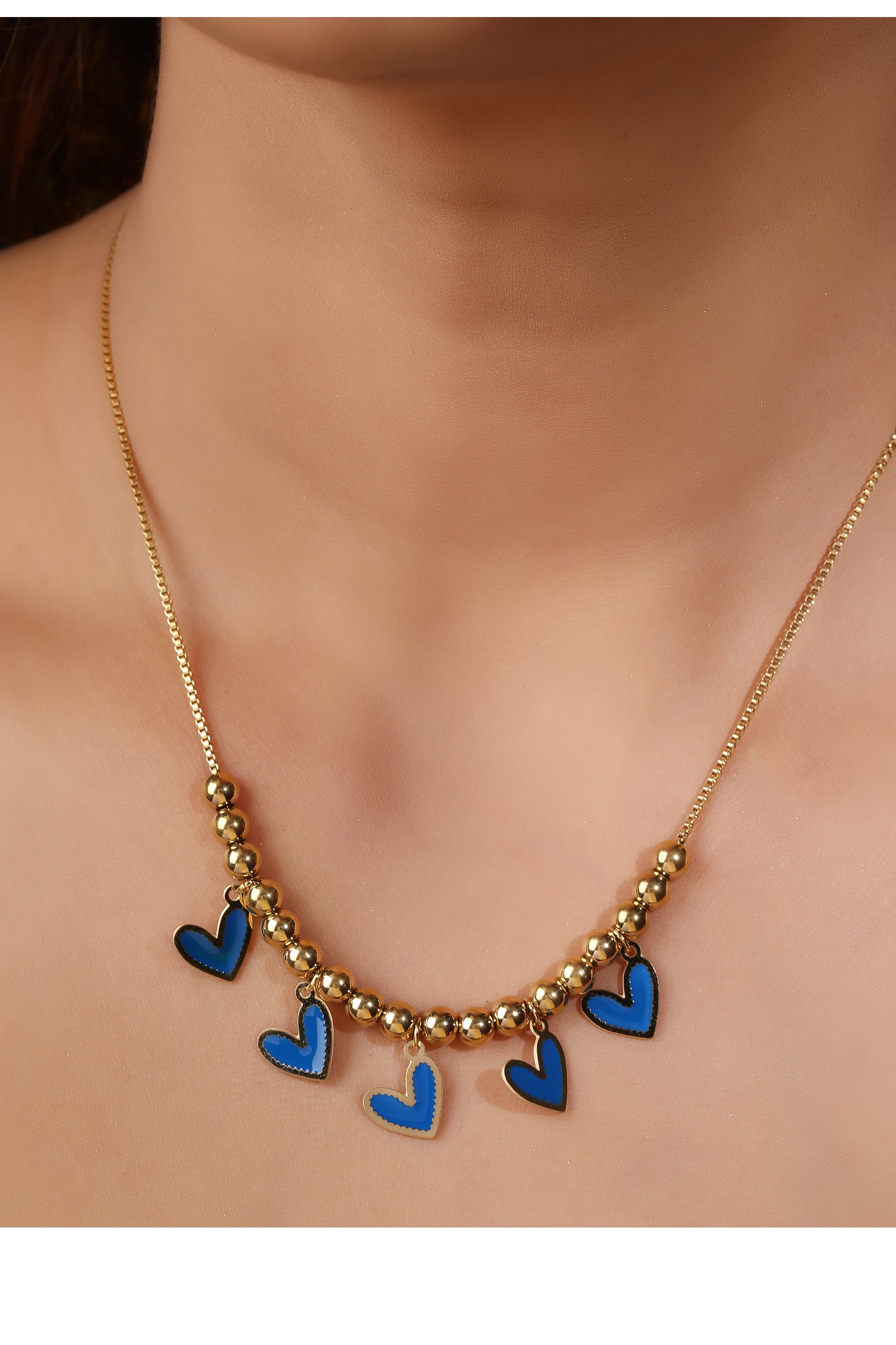 Blue Heart Gold Pated Necklace