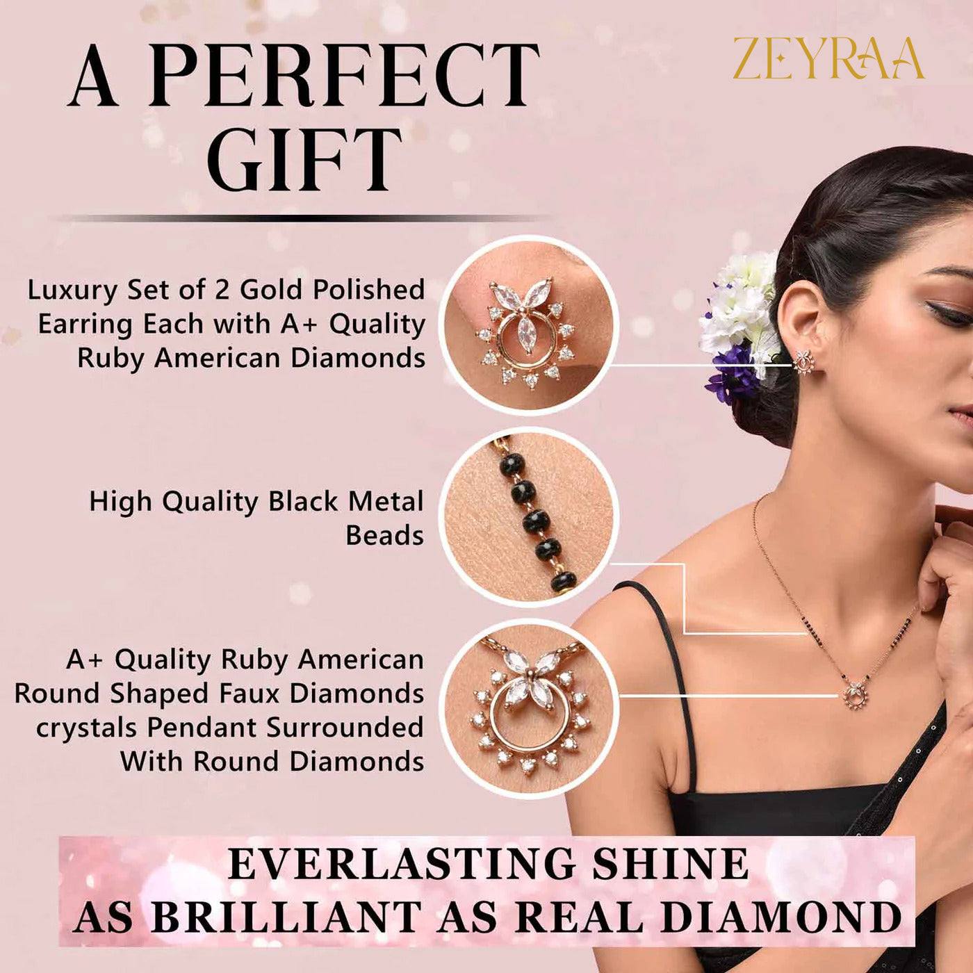 American Diamond Mangalsutra with earrings