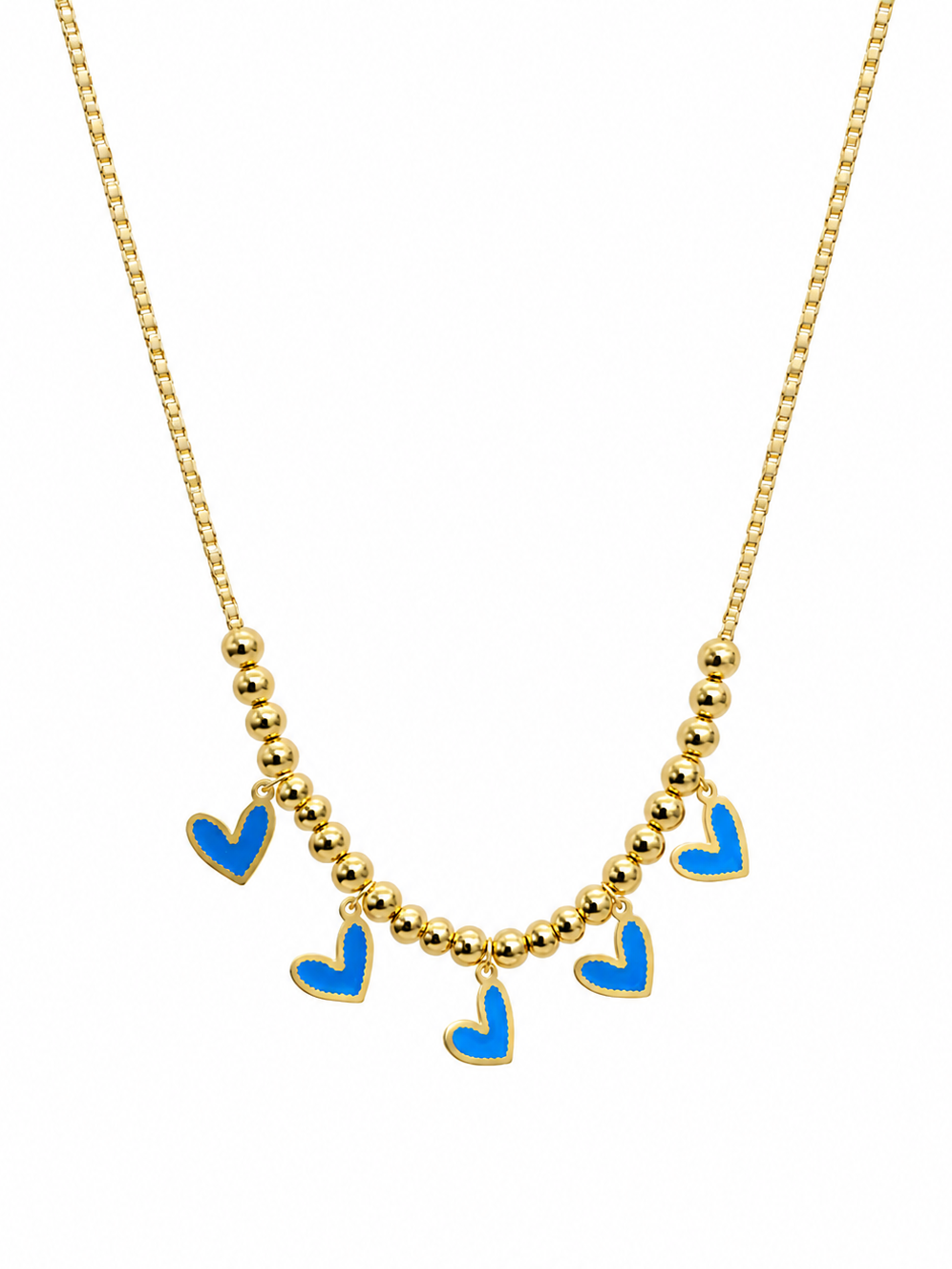 Blue Heart Gold Pated Necklace