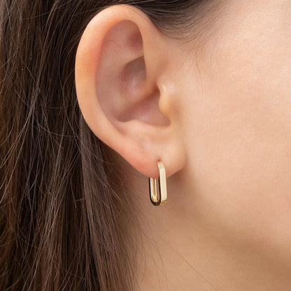 Roundup Square 18K Gold Stainless Steel Hoop Earring For Women