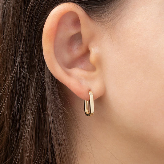 Roundup Square 18K Gold Stainless Steel Hoop Earring For Women