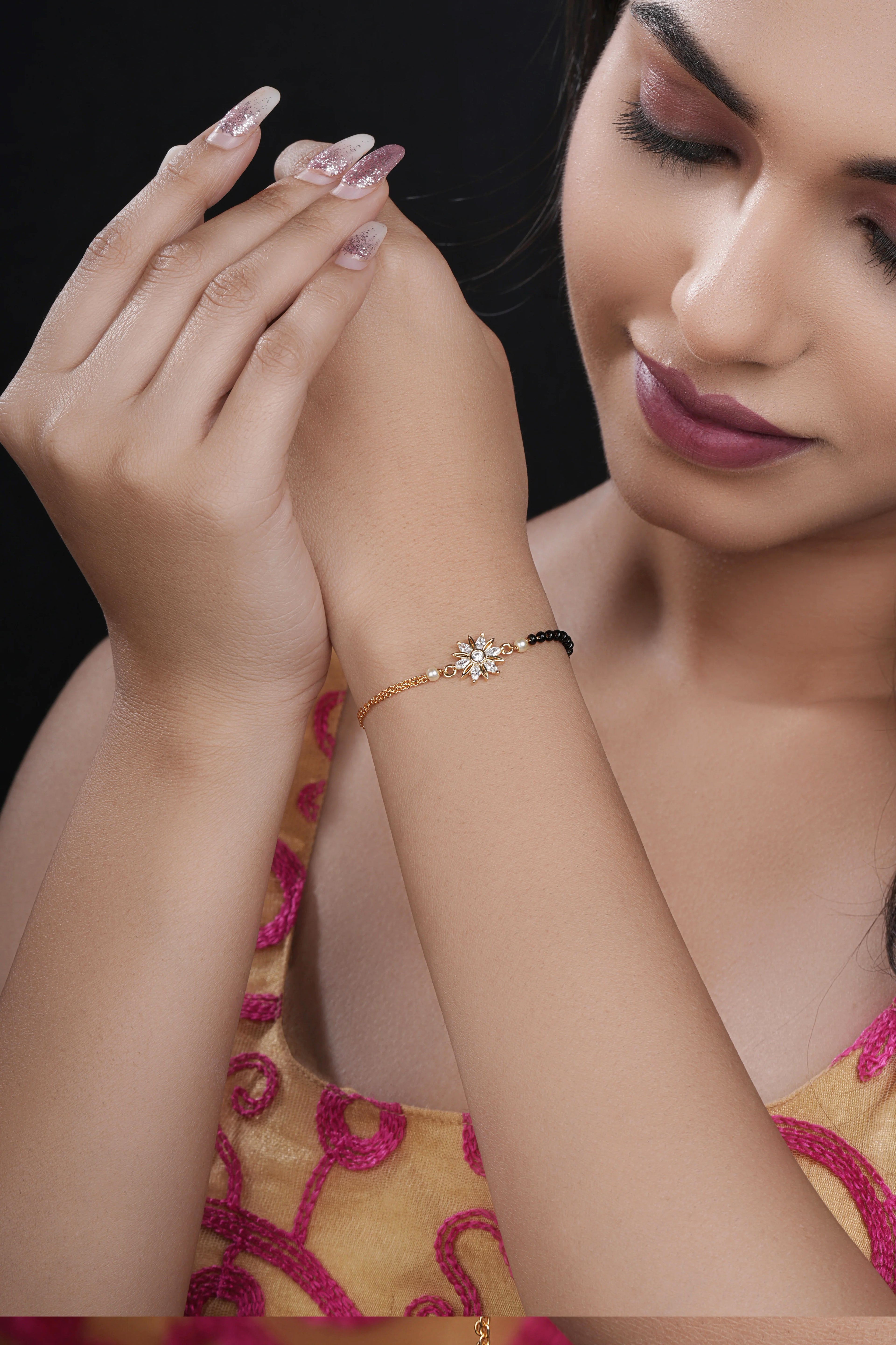 Alizaa Gold Plated Mangalsutra Bracelet