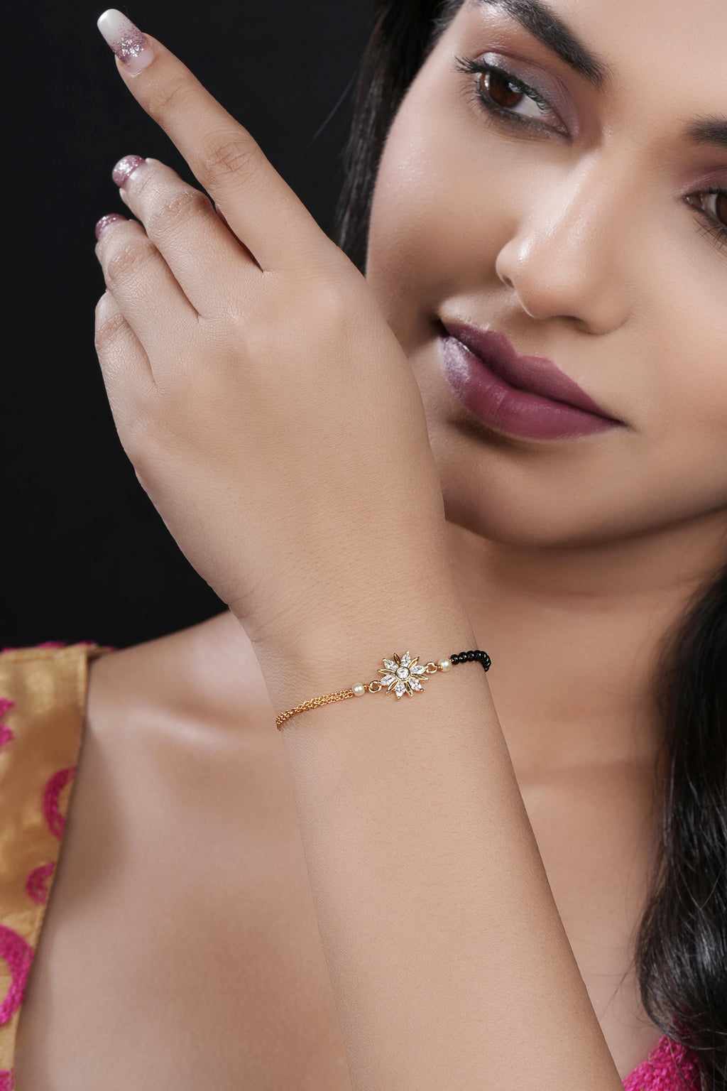 Alizaa Gold Plated Mangalsutra Bracelet