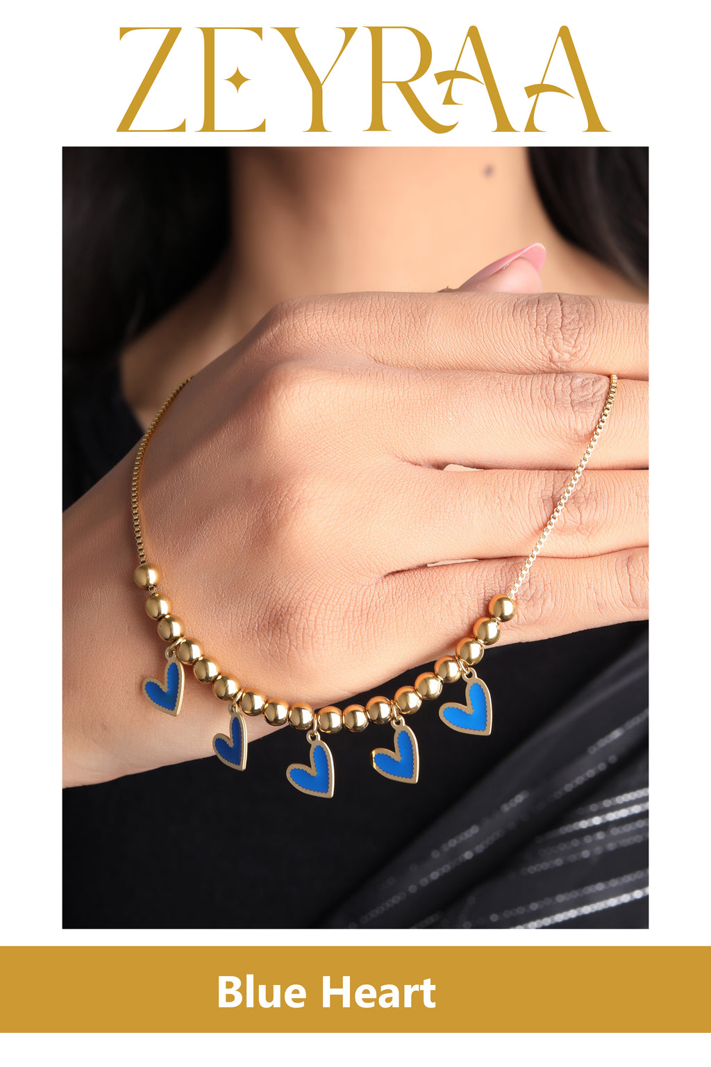 Blue Heart Gold Pated Necklace