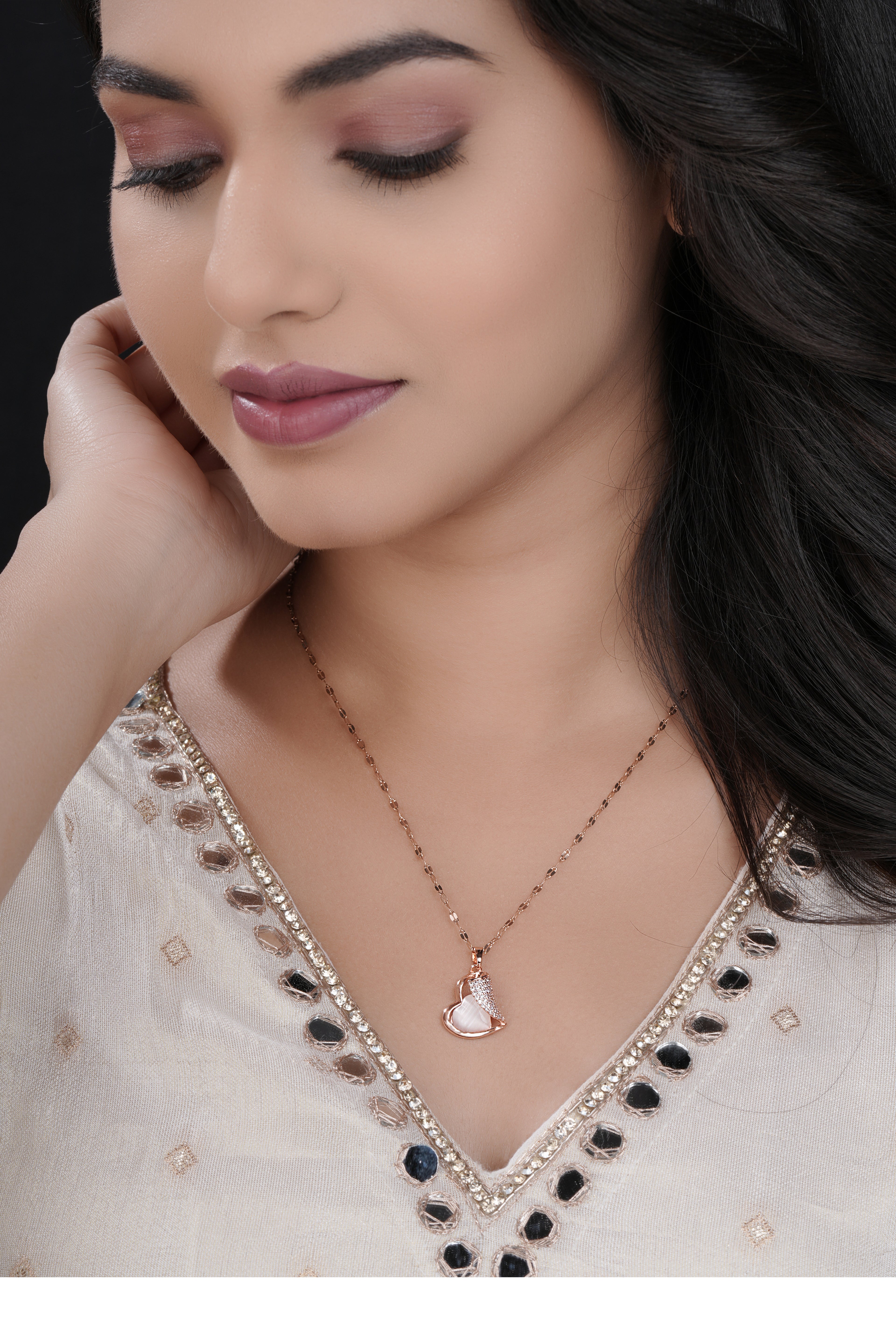 Peach Heart Rose Gold Plated Necklace