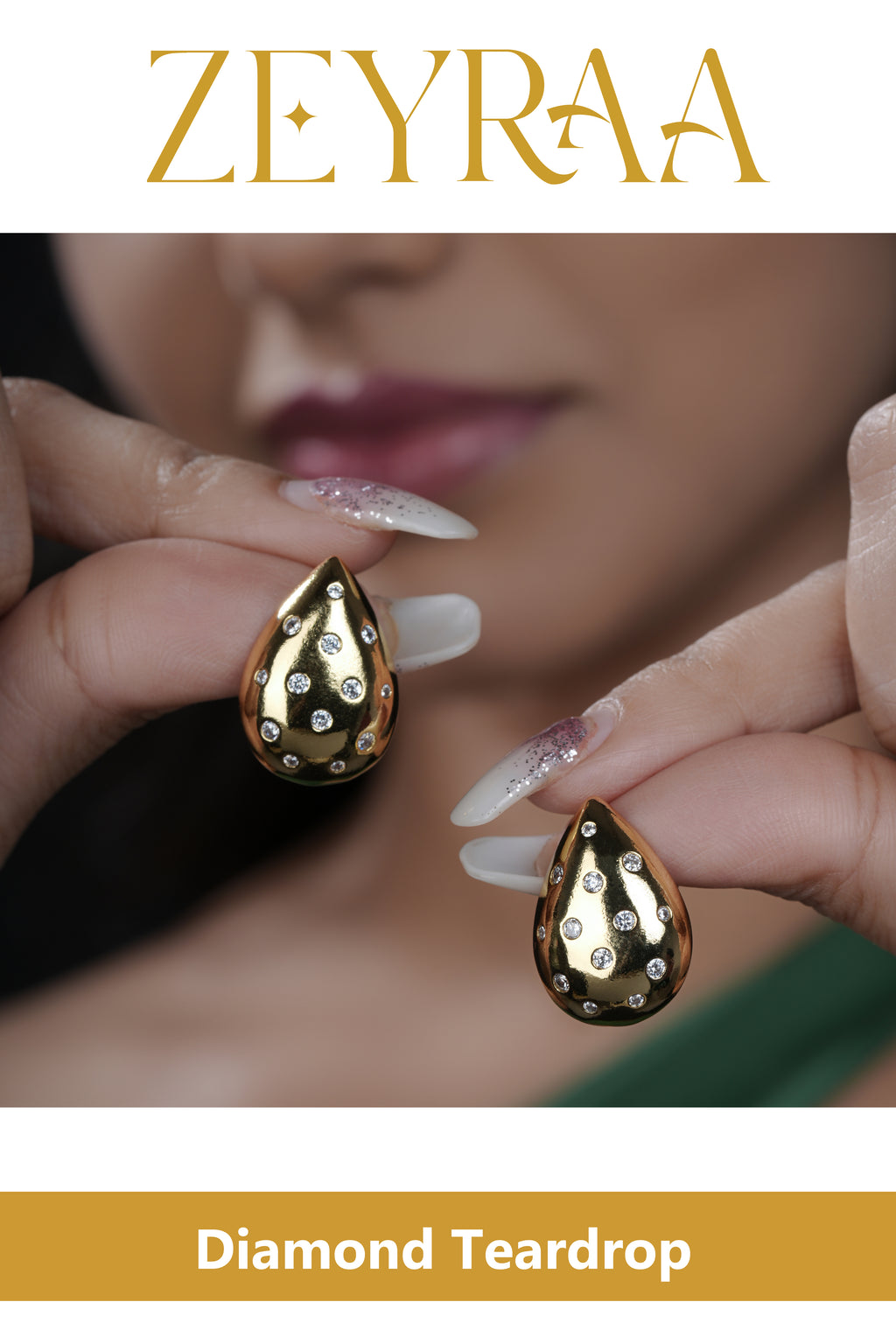 Diamond Teardrop Hoops Earrings