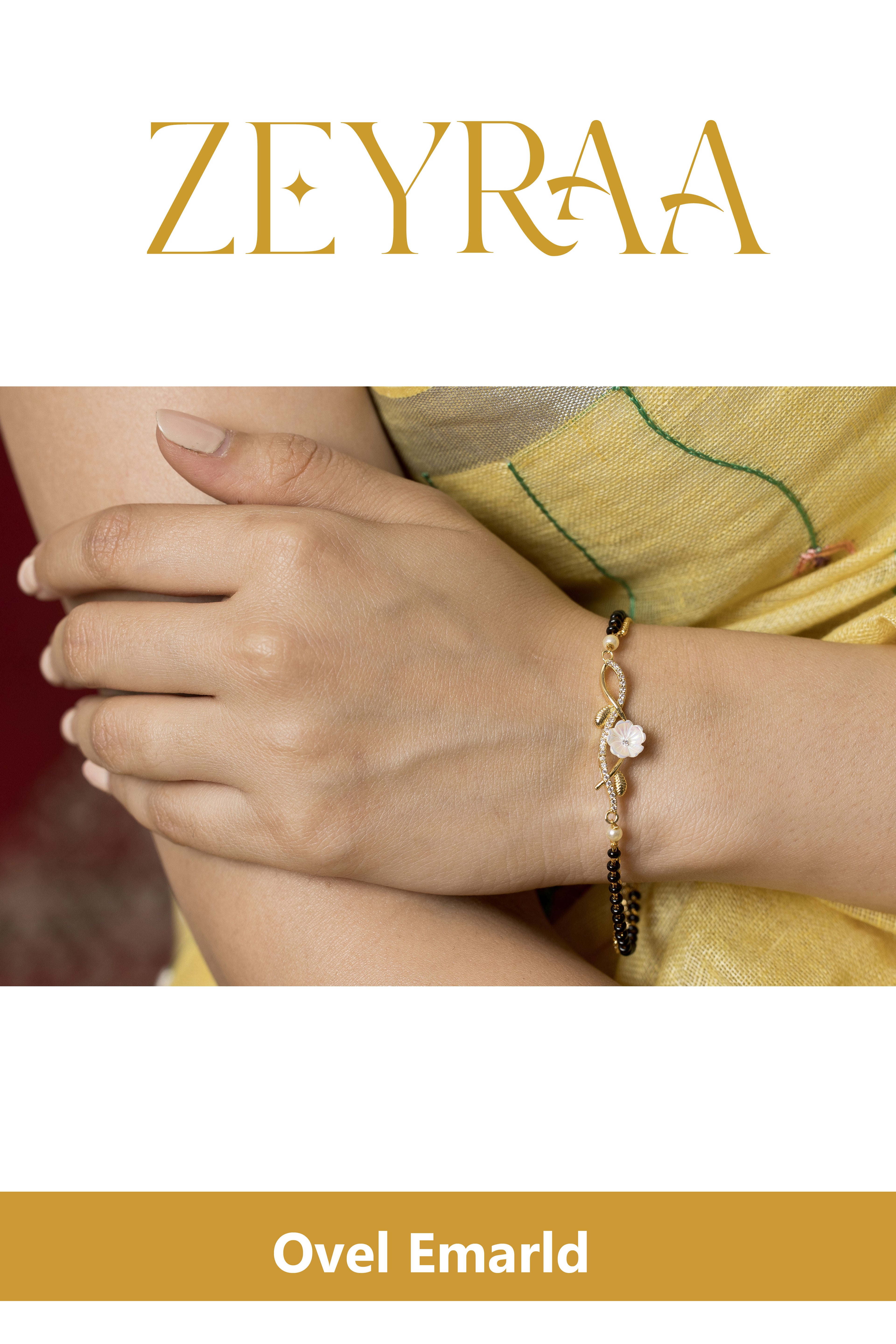 Well Floral Gold Plated Mangalsutra Bracelet